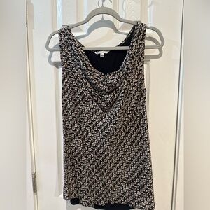 CAbi Cat Lover Heart Print Sleeveless Drapey Colorblock Top Size L Style 829
